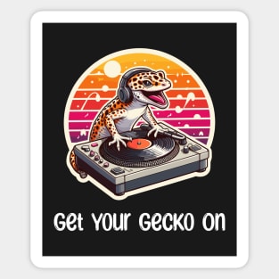 Leopard Gecko DJ Music Sticker